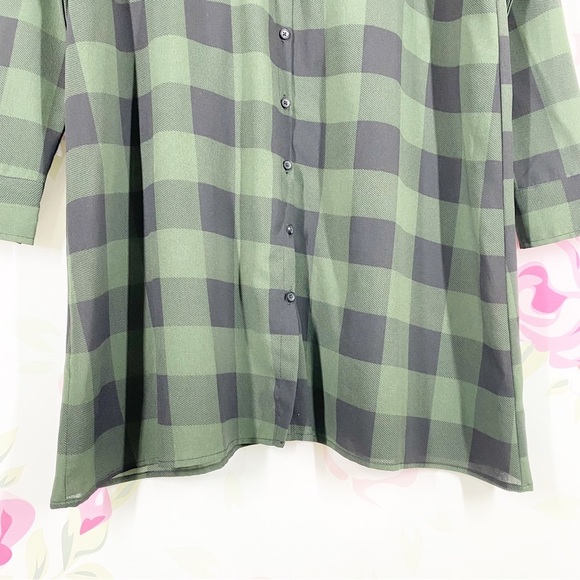 BB Dakota Plaid Print Button Down Olive Green Black Shirt Dress S - Picture 4 of 8